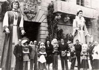 Gegants vells i nans el dia de Corpus de 1948